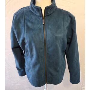 County Clothing Co Teal Soft Suede Like winter Jacket Zip Up Vintage Woman's M